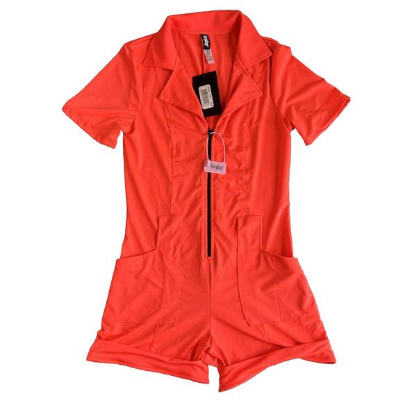 Foreplay woman’s booked orange romper size small/medium - Picture 1 of 7